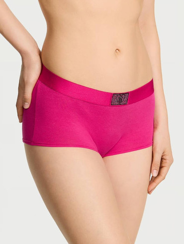 Трусики шорти з логорезинкою зі стразами Вікторія Сікрет Victoria’s Secret Logo Cotton Shine Patch Boyshort Panty