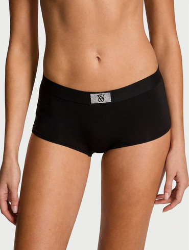 Трусики шорти з логорезинкою зі стразами Вікторія Сікрет Victoria’s Secret Logo Cotton Shine Patch Boyshort Panty