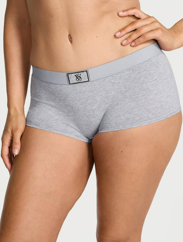 Трусики шорти з логорезинкою зі стразами Вікторія Сікрет Victoria’s Secret Logo Cotton Shine Patch Boyshort Panty