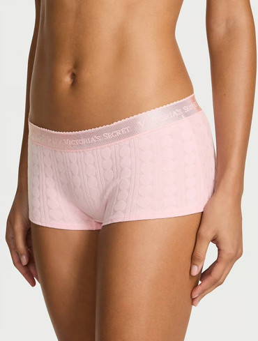 Трусики шорти з логорезинкою Вікторія Сікрет Victoria’s Secret Logo Heart Pointelle Boyshort Panty