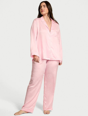 Піжама сатинова зі штанами та сорочкою Вікторія Сікрет Victoria’s Secret Glazed Satin Long Pajama Set